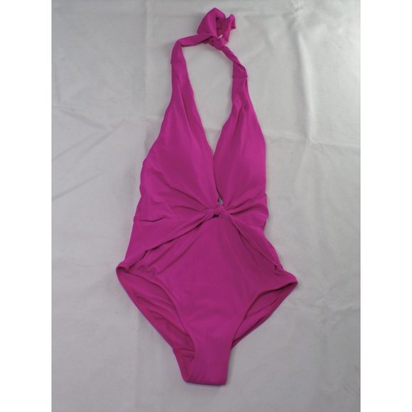 ROBIN PICONE Olivia Knot-Front One Piece Swimsuit Fuchsia Pink 4 NEW - Picture 3 of 7